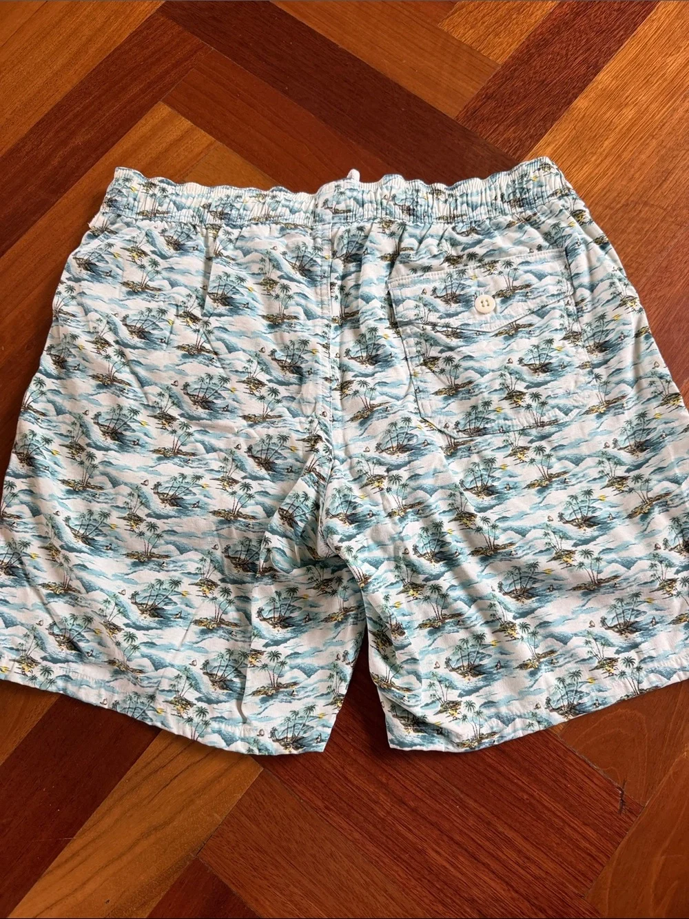 J. Crew Light Blue Tropical Print Swim Trunks
